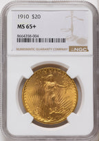 1910 $20 Saint-Gaudens Double Eagle NGC MS65+