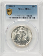 1918-S 50C Walking Liberty Half Dollar PCGS MS65