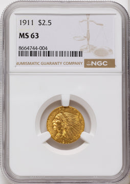 1911 $2.50 Indian Quarter Eagle NGC MS63