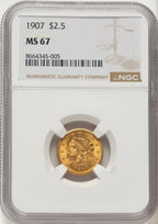 1907 $2.50 Liberty Quarter Eagle NGC MS67