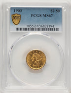 1903 $2.50 Liberty Quarter Eagle PCGS MS67