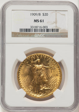 1909/8 $20 FS-301 Saint-Gaudens Double Eagle NGC MS61