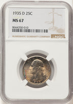 1935-D 25C Washington Quarter NGC MS67