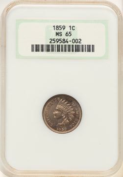 1859 1C Indian Cent NGC MS65