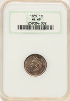 1859 1C Indian Cent NGC MS65