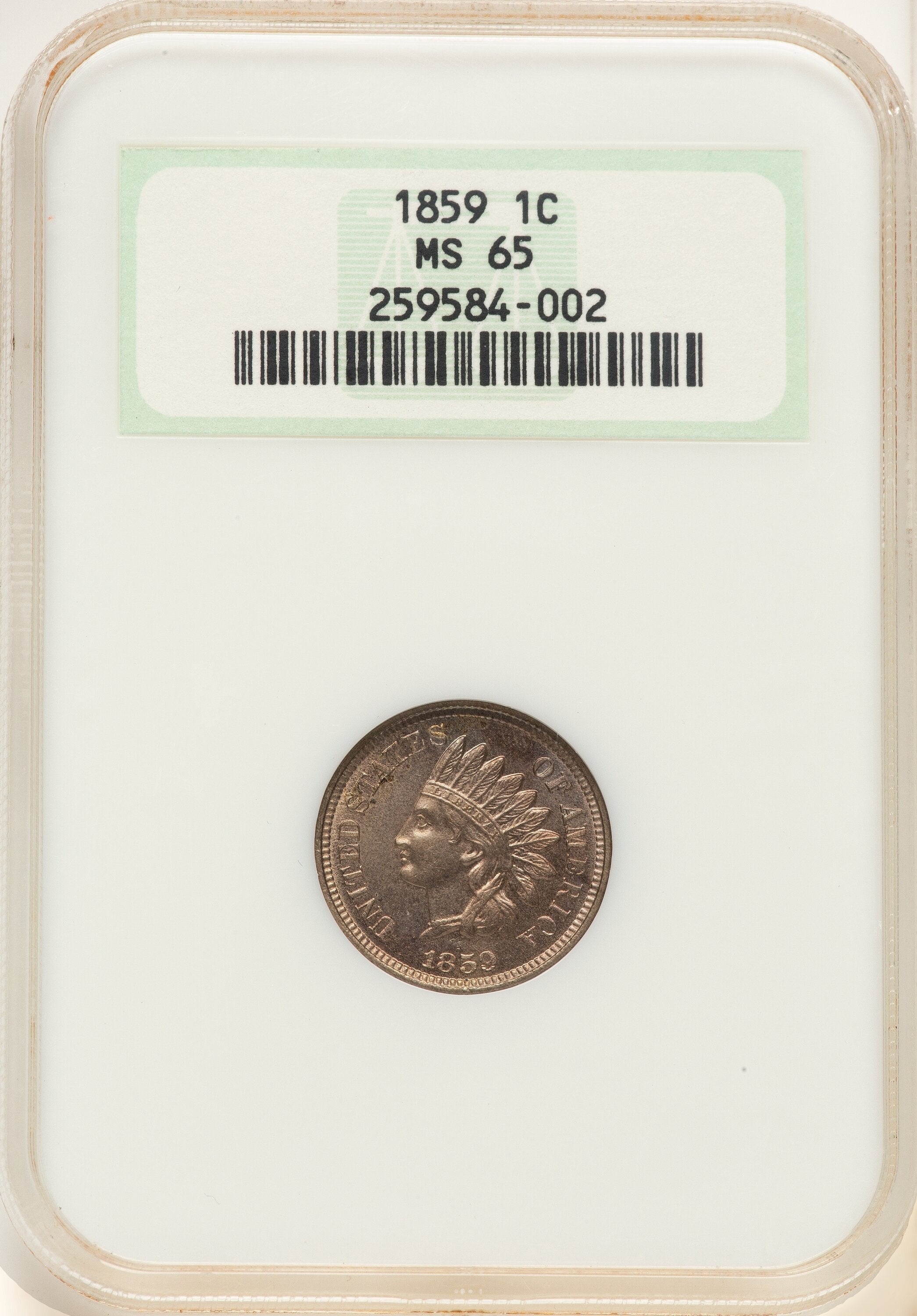 1859 1C Indian Cent NGC MS65