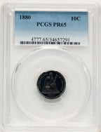 1880 10C Proof Seated Dime PCGS PR65