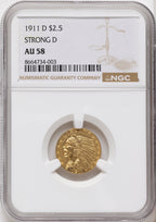 1911-D $2.50 Indian Quarter Eagle NGC AU58