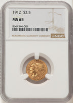 1912 $2.50 Indian Quarter Eagle NGC MS65