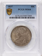 1837 50C Reeded Edge Reeded Edge Half Dollar PCGS MS64
