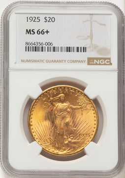 1925 $20 Saint-Gaudens Double Eagle NGC MS66+