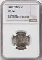 1883 5C WITH CENTS Liberty Nickel NGC MS66