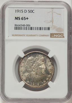 1915-D 50C Barber Half Dollar NGC MS65+