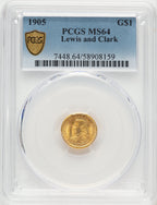 1905 G$1 Lewis and Clark Commemorative Gold PCGS MS64