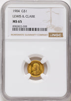 1904 G$1 Lewis and Clark Commemorative Gold NGC MS65