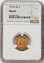 1910 $2.50 Indian Quarter Eagle NGC MS64