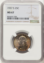 1937-S 25C Washington Quarter NGC MS67