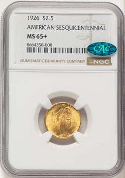 1926 $2.50 SESQUI CAC Commemorative Gold NGC MS65+