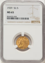 1929 $2.50 Indian Quarter Eagle NGC MS65