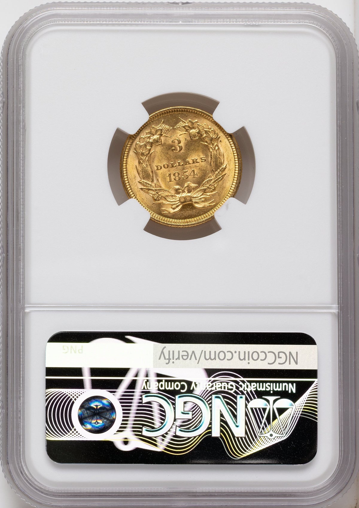 1854 $3 Three Dollar Gold Pieces NGC MS63