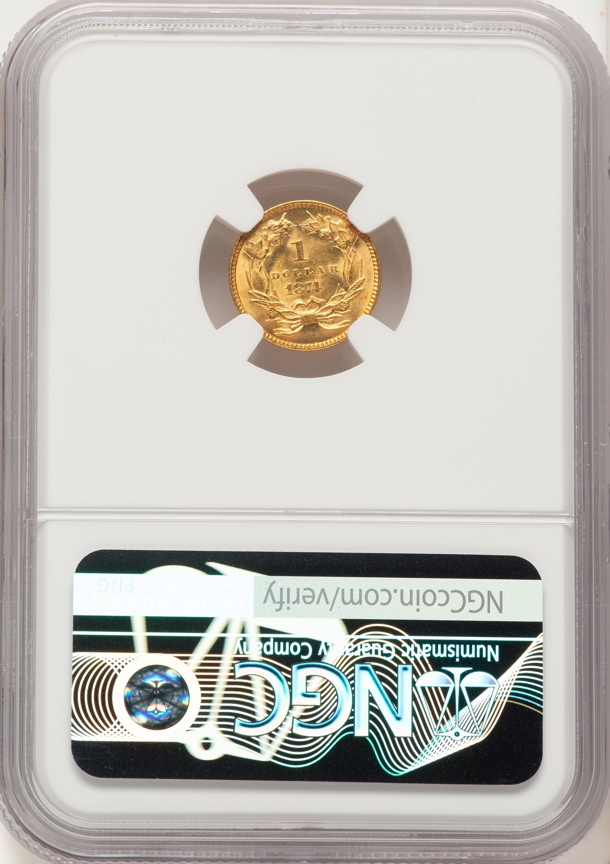 1874 G$1 Gold Dollar NGC MS65