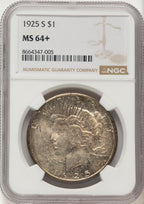 1925-S Peace Dollar NGC MS64+