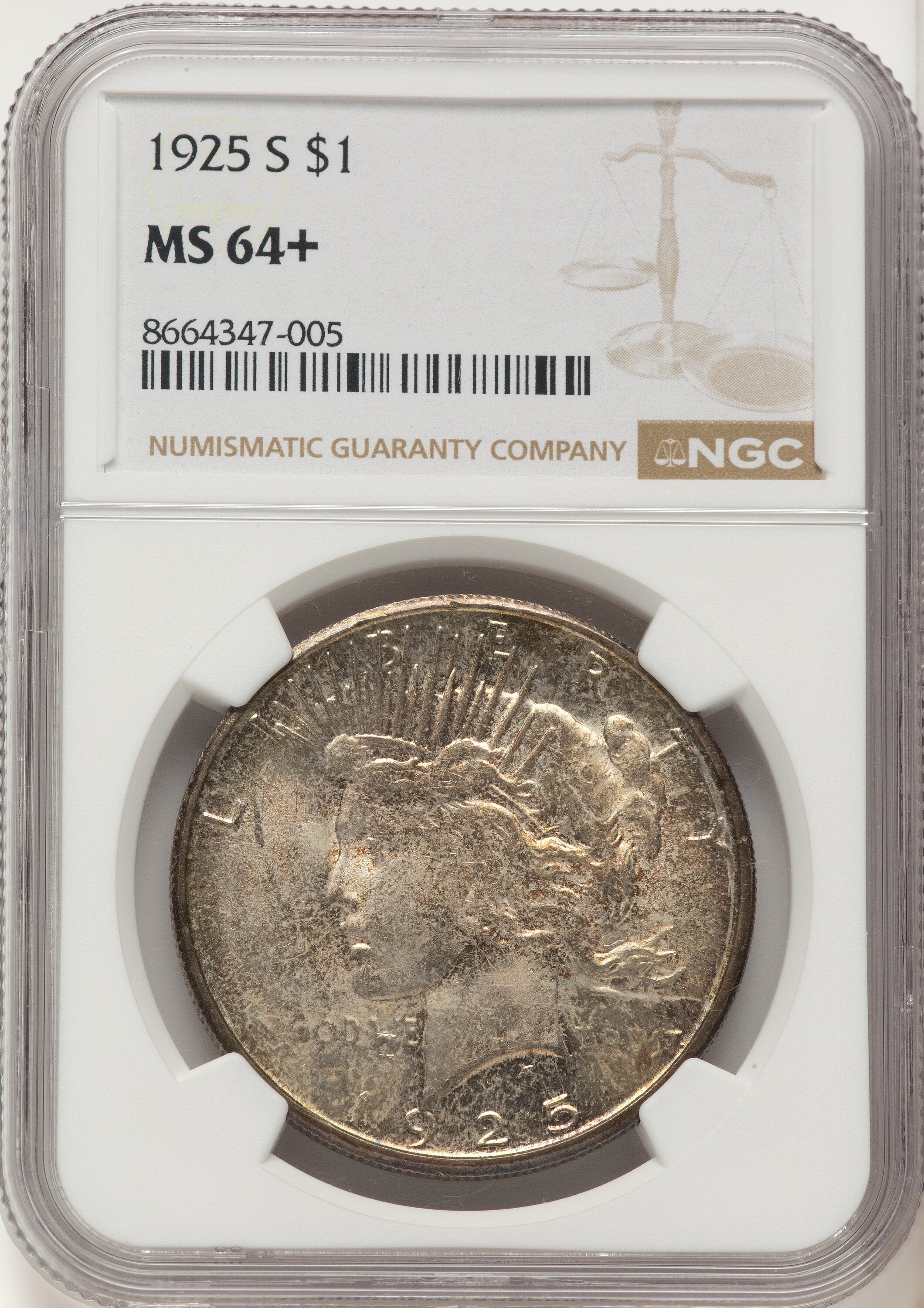 1925-S Peace Dollar NGC MS64+