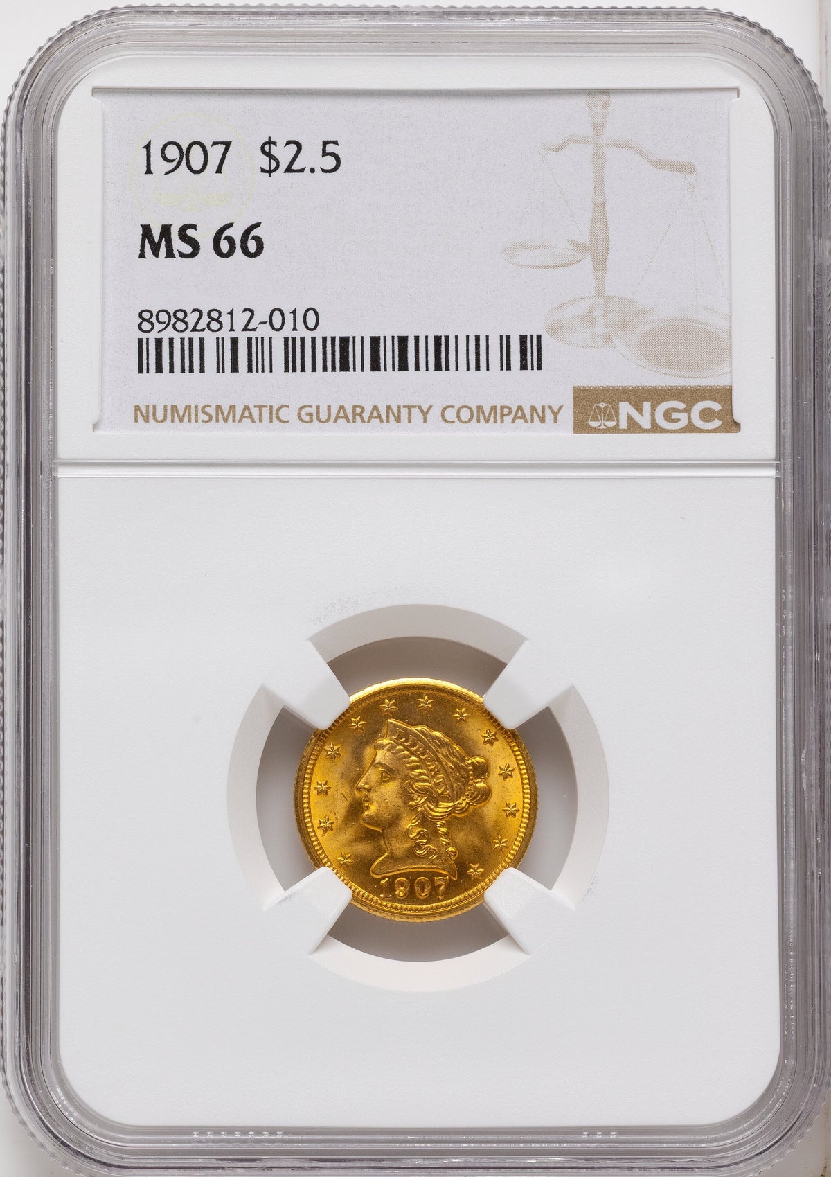 1907 $2.50 Liberty Quarter Eagle NGC MS66