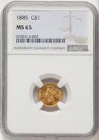 1885 G$1 Gold Dollar NGC MS65