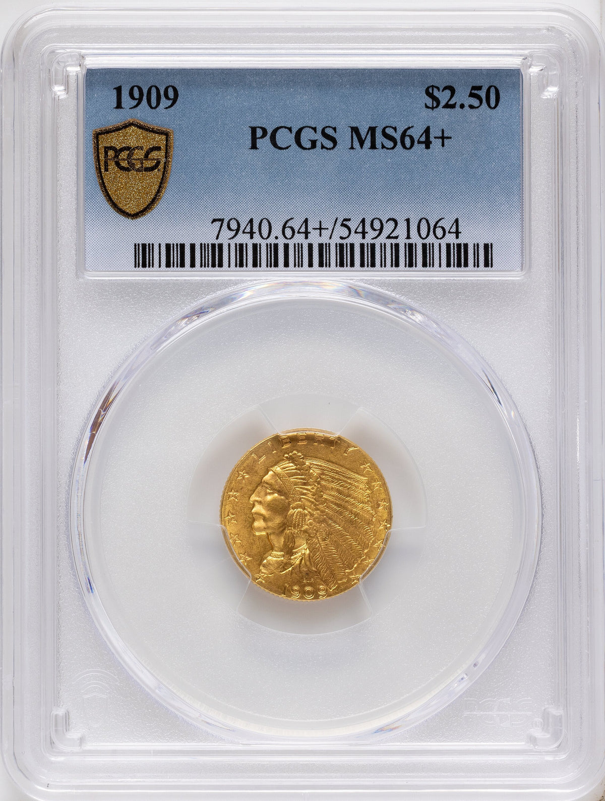1909 $2.50 Indian Quarter Eagle PCGS MS64+