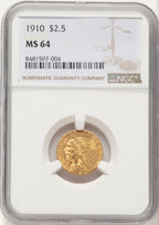 1910 $2.50 Indian Quarter Eagle NGC MS64