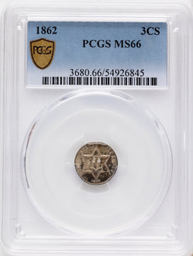 1862 3CS Three Cent Silver PCGS MS66