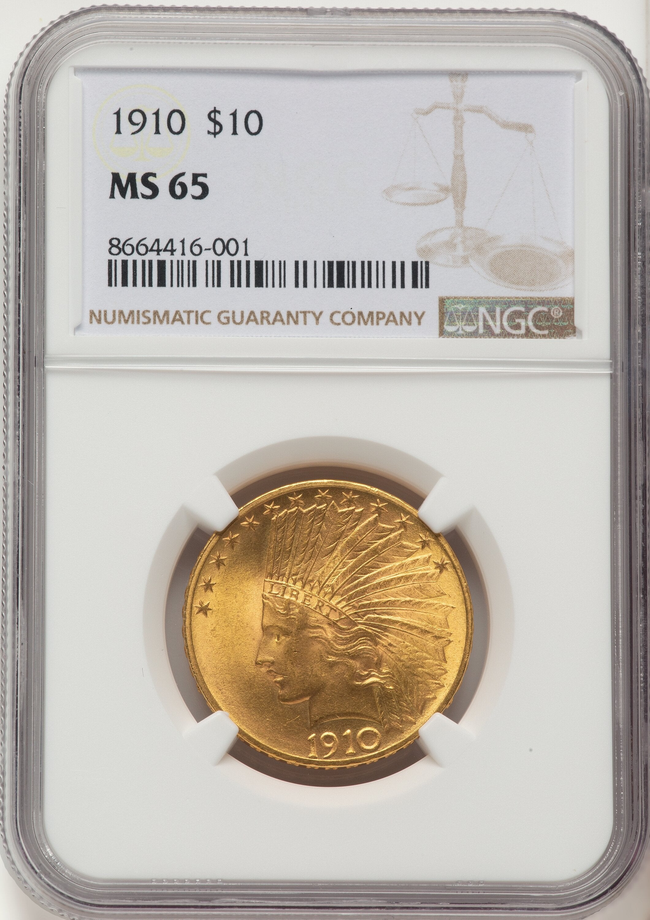 1910 $10 Indian Eagle NGC MS65
