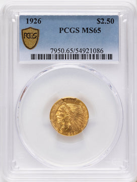 1926 $2.50 Indian Quarter Eagle PCGS MS65