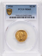 1926 $2.50 Indian Quarter Eagle PCGS MS65