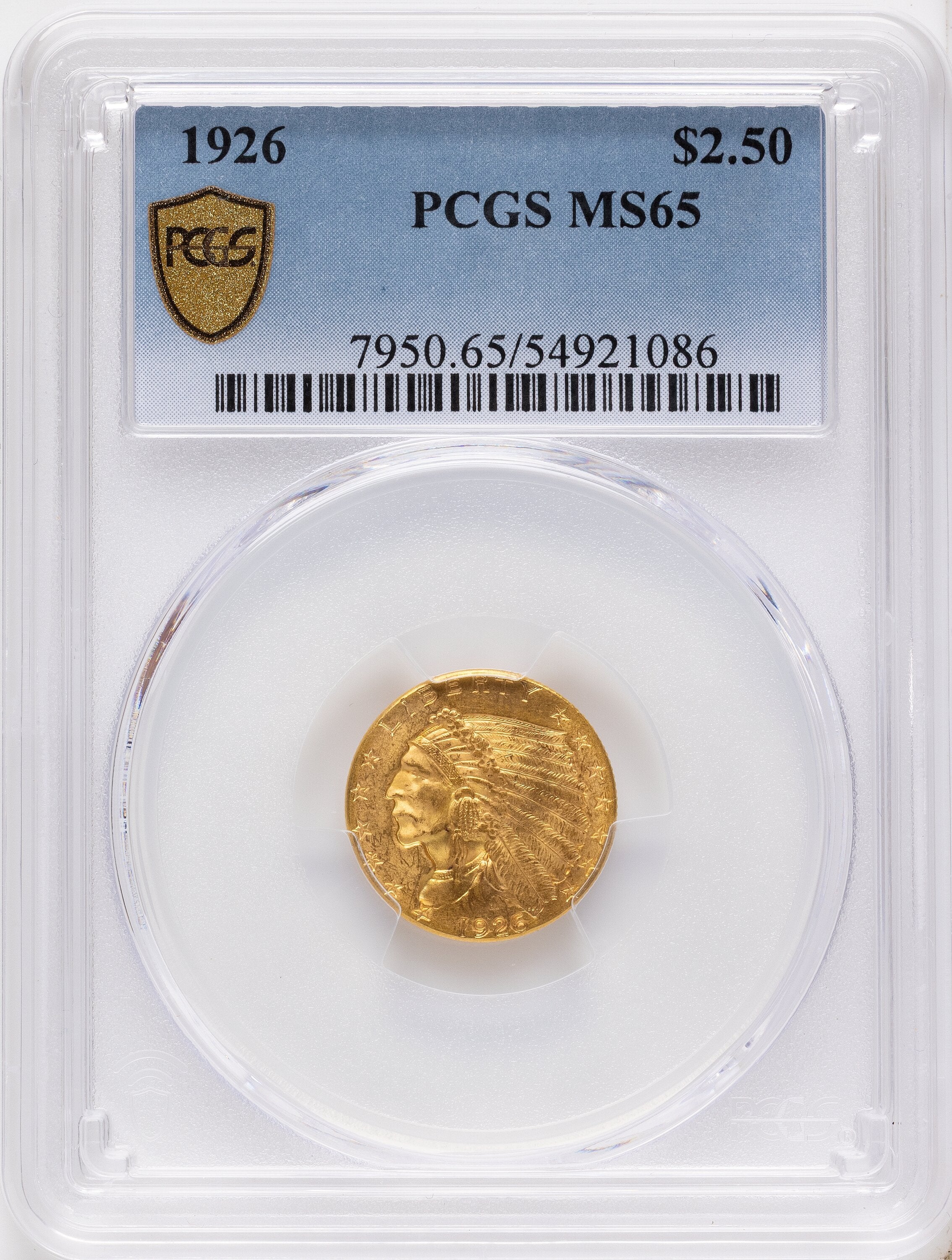 1926 $2.50 Indian Quarter Eagle PCGS MS65