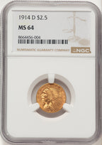 1914-D $2.50 Indian Quarter Eagle NGC MS64
