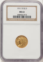 1911-D $2.50 Indian Quarter Eagle NGC MS61