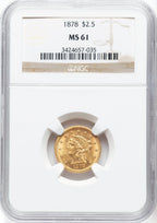 1878 $2.50 Liberty Quarter Eagle NGC MS61
