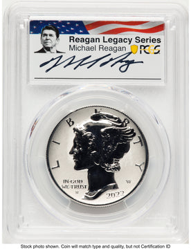 2022-W Palladium Eagle 1 oz REV AR Reagan Legacy Series Michael Reagan Picture PCGS PR70