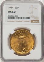 1924 $20 Saint Saint-Gaudens Double Eagle NGC MS66+