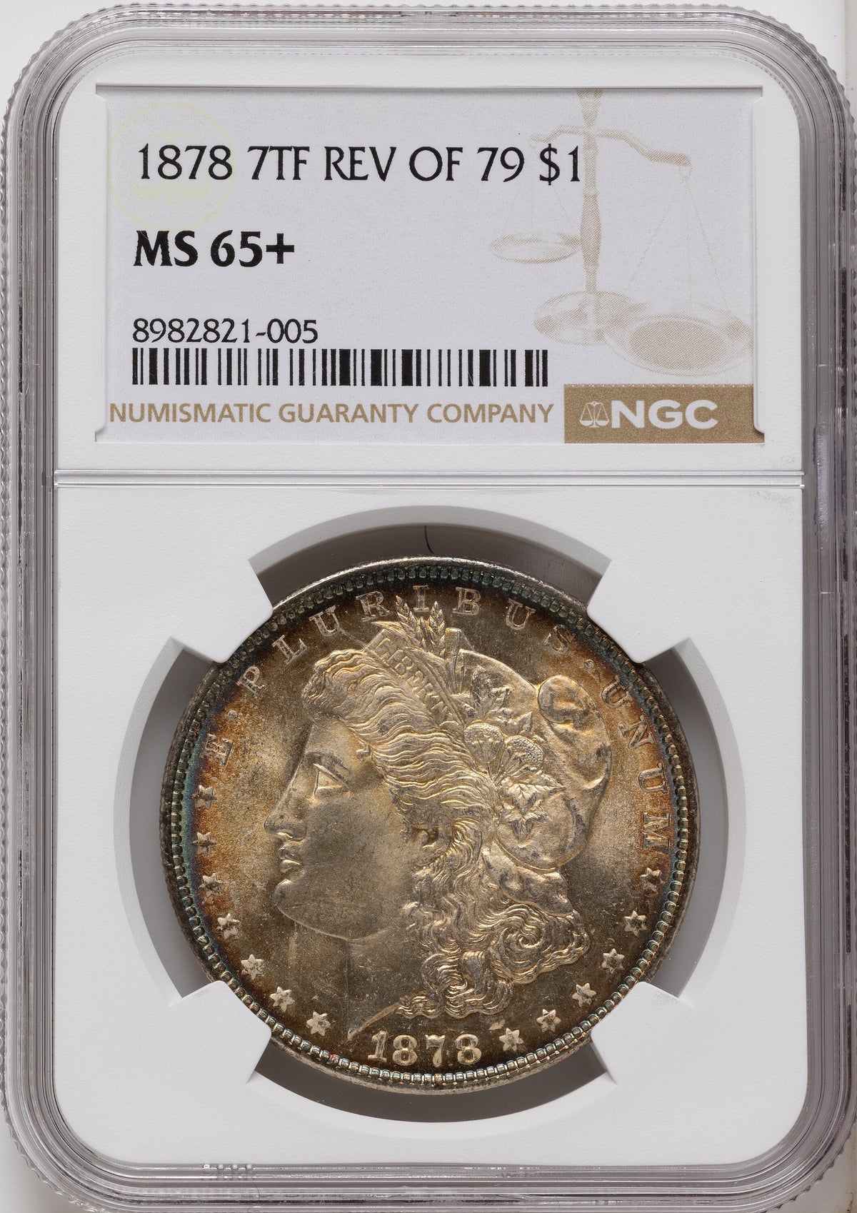 1878 7TF Reverse of 1879 Morgan Dollar NGC MS65+