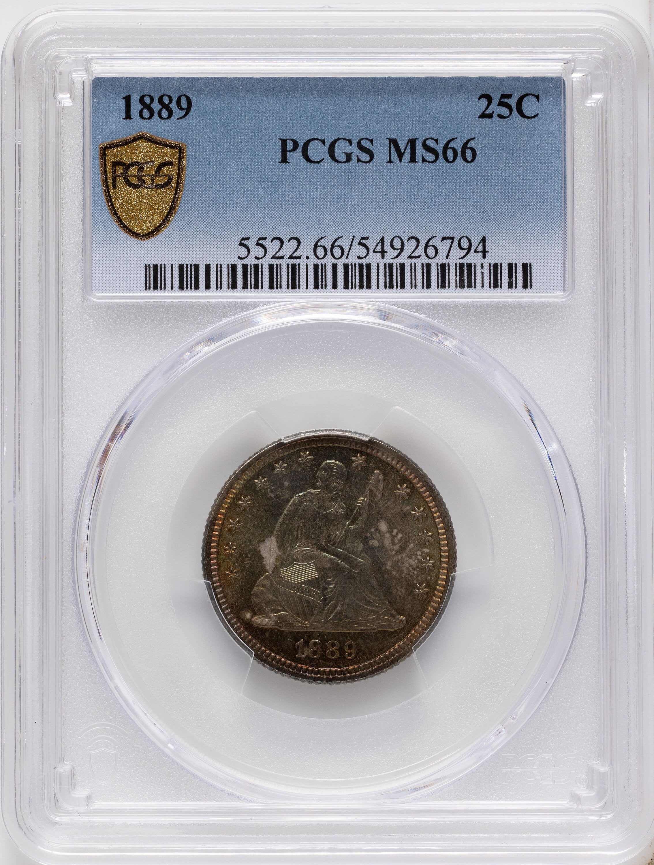 1889 25C Seated Quarter PCGS MS66