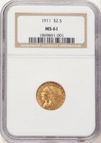 1911 $2.50 Indian Quarter Eagle NGC MS61
