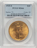 1915-S $20 Saint-Gaudens Double Eagle PCGS MS66