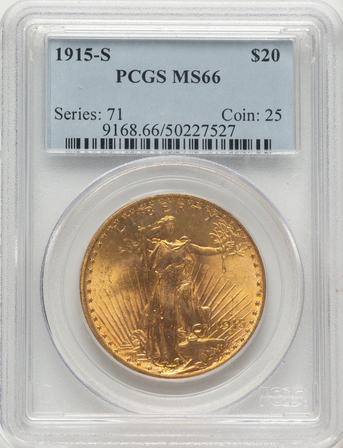 1915-S $20 Saint-Gaudens Double Eagle PCGS MS66