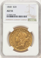 1868 $20 Liberty Double Eagle NGC AU55
