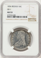 1836 50C REED EDGE Reeded Edge Half Dollar NGC AU53