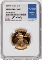 2000-W Proof Gold Eagle 1/2 oz NGC PF70 Ed Moy