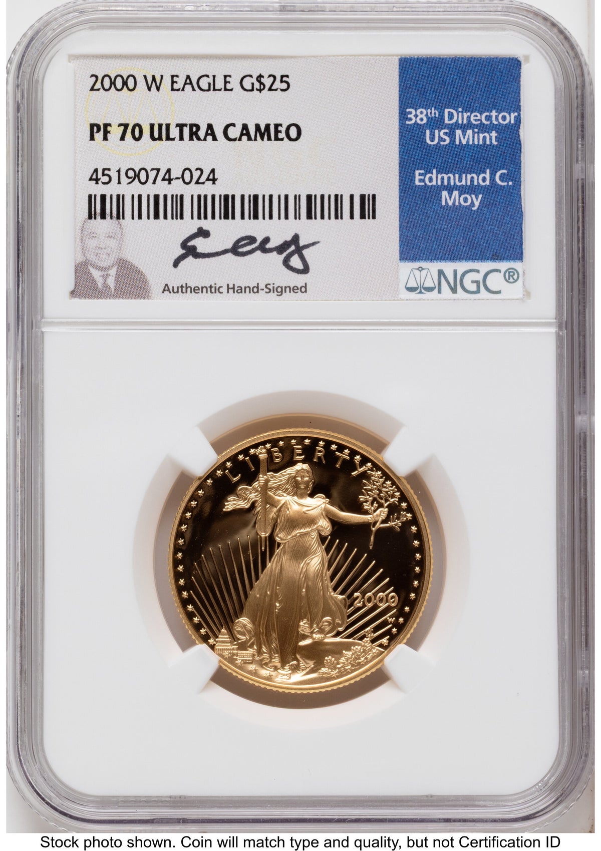 2000-W Proof Gold Eagle 1/2 oz NGC PF70 Ed Moy